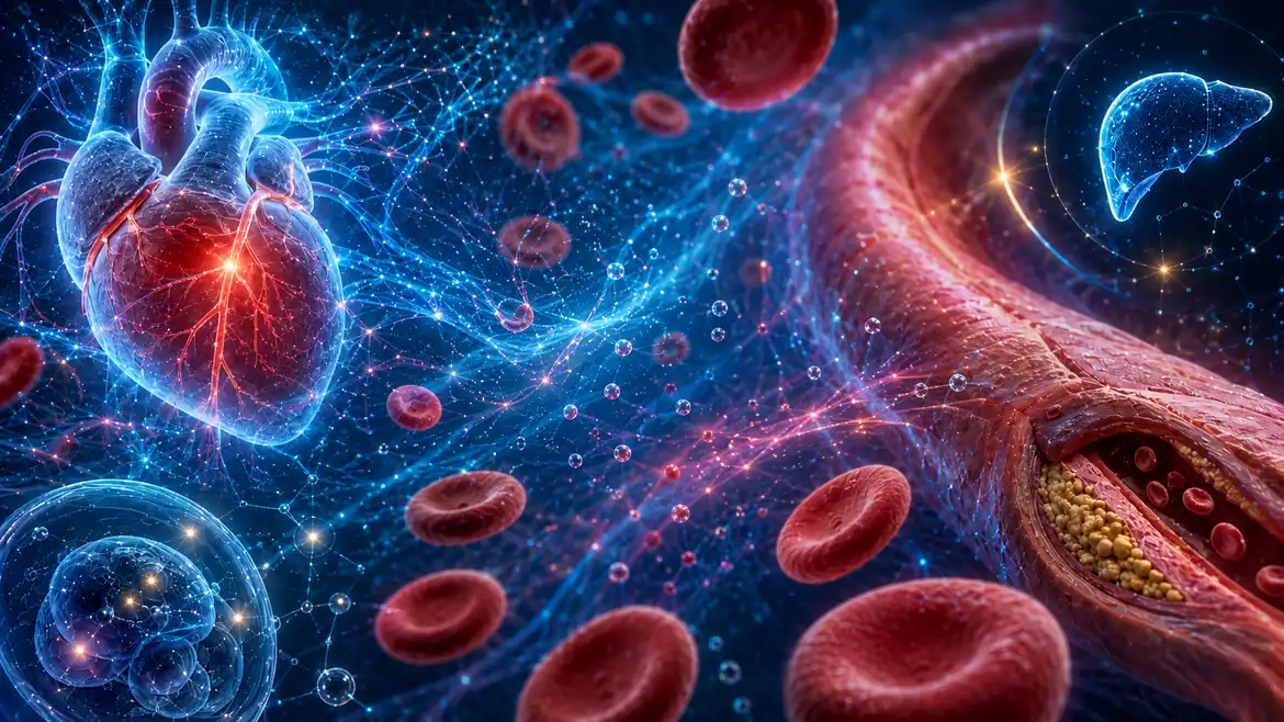 Illustration of blood circulation and energy in the human body, in relation to the role of homocysteine
