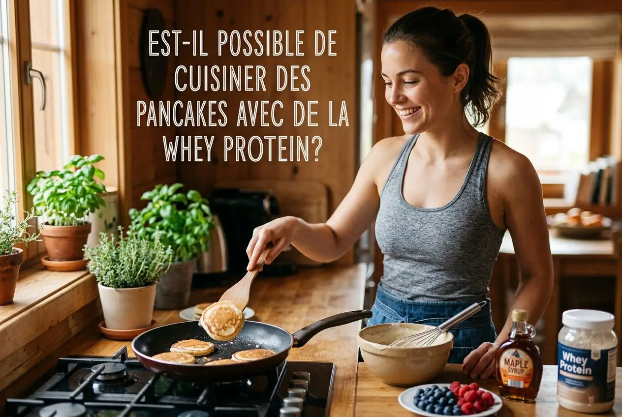 Stapel Protein-Pancakes mit Whey zubereitet, garniert mit frischen Früchten